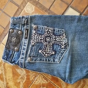 Miss Me Blue Embellished Denim Shorts